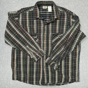 Vintage Five Brother Shirt Mens Large Plaid Flannel Button Front Workwear 90s